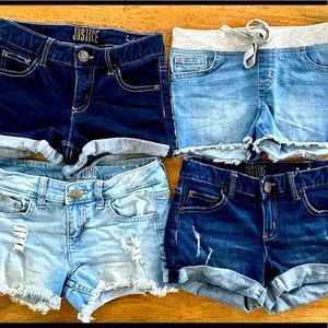 Justice - set of 4 girls jean shorts size 10